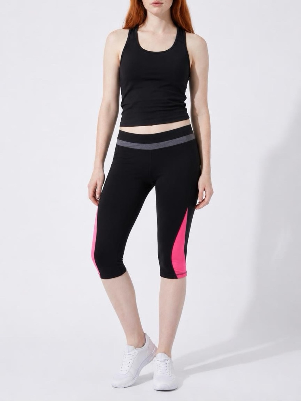 ACX Capri Leggings with Pink Side Panels - Women